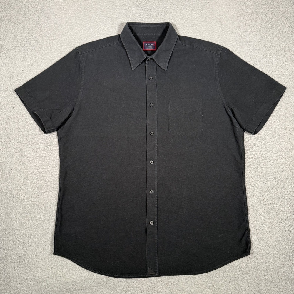 Untuckit Shirt Mens‎ XL Black Button Up 100% Cotton Twill Casual Preppy Pocket